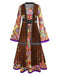 2PCS Gilet con frange e abito hippie psichedelico anni '70