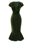 Abito a sirena in velluto con scollo a V verde anni '30