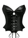 Corsetto gotico in pelle con ali di pipistrello nero anni '70