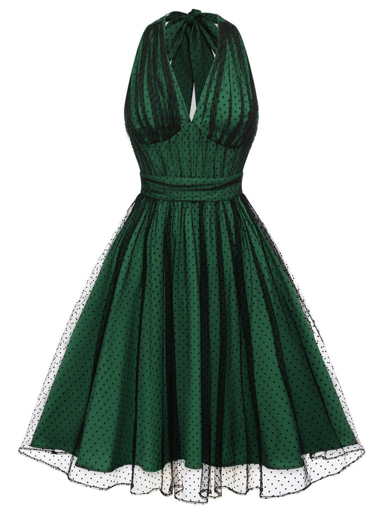 Abito a rete pois scollo all'americana rosso anni '50