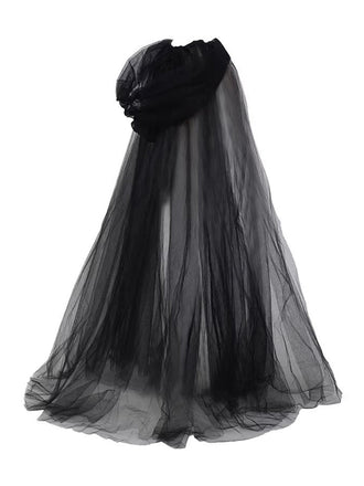 Mantello gotico con cappuccio in tulle retrò Halloween
