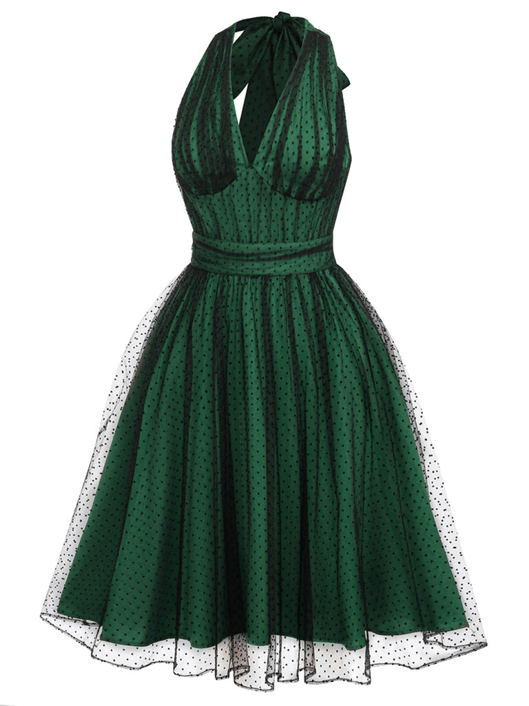 Abito a rete pois scollo all'americana rosso anni '50
