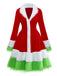 Abito con bordi in pelliccia del Grinch di Natale rosso anni '40