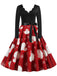 Abito con scollo a V e cintura di Babbo Natale rosso anni '50