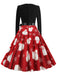 Abito con scollo a V e cintura di Babbo Natale rosso anni '50