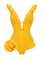 Costumi intero con scollo a V volant giallo anni '30