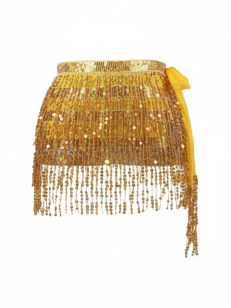 Minigonna con frange di paillettes da carnevale anni '80
