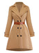 Cappotto doppiopetto con revers e cintura color cachi anni '40