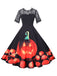 Abito patchwork con maniche in pizzo Halloween nero anni '50