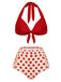 Set Bikini a pois scollo all'americana rosso anni '50