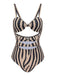 Costumi intero stampa zebra ritagli marrone anni '50