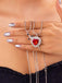 2PCS Collana con rubino a forma di cuore e spada in strass