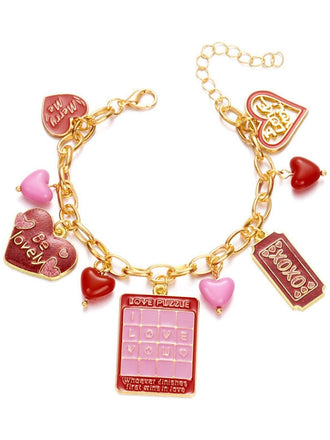 Bracciale con ciondolo a forma di cuore e rosa per San Valentino