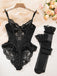 [Prevendita] Lingerie con ferretto e pizzo in raso con calze nero anni '80