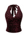 Top anni '80 con scollo all'americana e leopardata