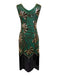Abito flapper con scollo a V e perline e paillettes anni '20