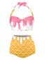 Bikini cono gelato con scollo all'americanae bianco anni '70