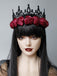 Cerchietto con corona di rose nero e rosso Halloween