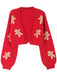 Cardigan corto in maglia di pan di zenzero natalizio marrone anni '60