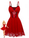 Camicia da notte con pizzo e spalline sottili rosso anni '40