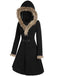 Cappotto con fibbia solida e rifiniture in pelliccia bordeaux anni '50