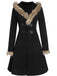 Cappotto con fibbia solida e rifiniture in pelliccia bordeaux anni '50