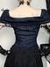 Top in pizzo con spalle scoperte e nappe Halloween blu anni '30