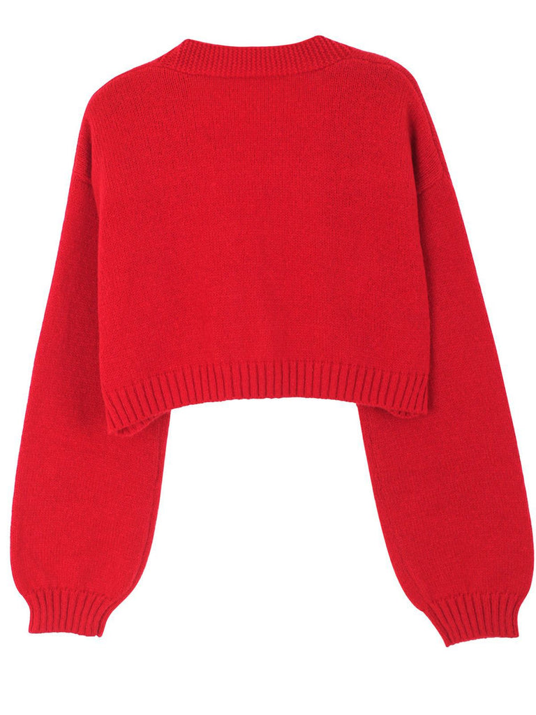 Cardigan corto in maglia di pan di zenzero natalizio marrone anni '60