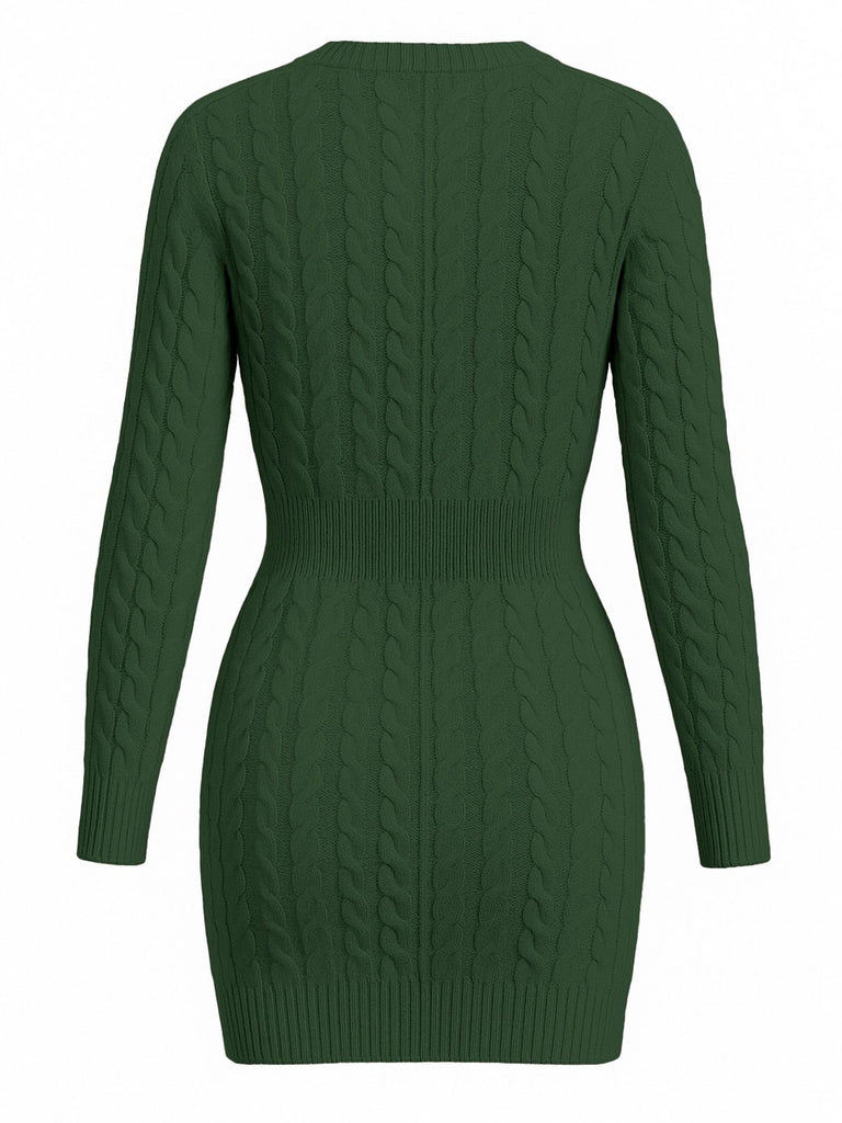 Abito a maniche lunghe in maglia a trecce anni '60