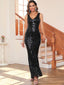 Abito lungo paillettes con scollo a V anni '20
