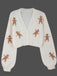 Cardigan corto in maglia di pan di zenzero natalizio marrone anni '60