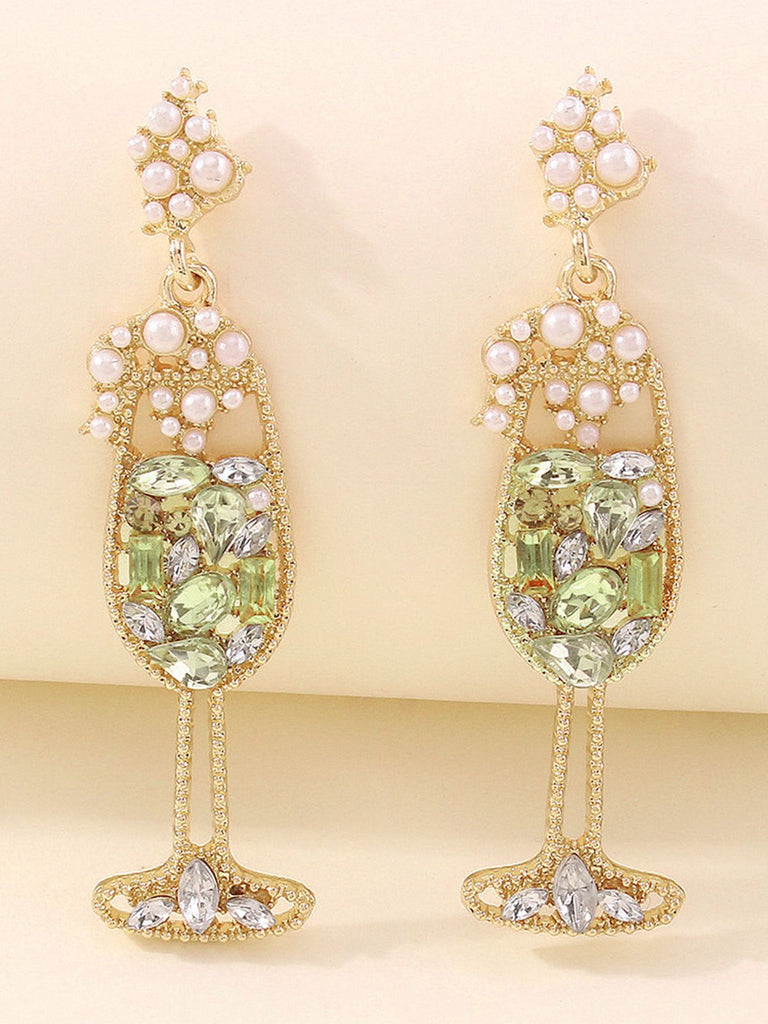Orecchini con gemme di perle in vetro di champagne