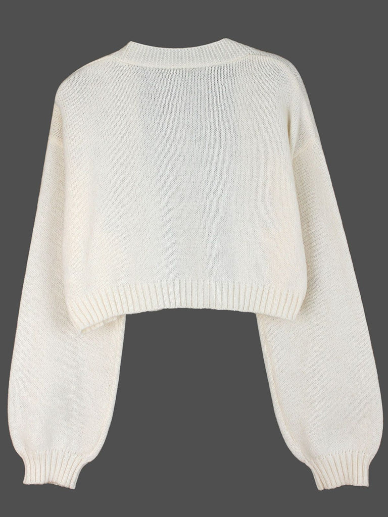 Cardigan corto in maglia di pan di zenzero natalizio marrone anni '60