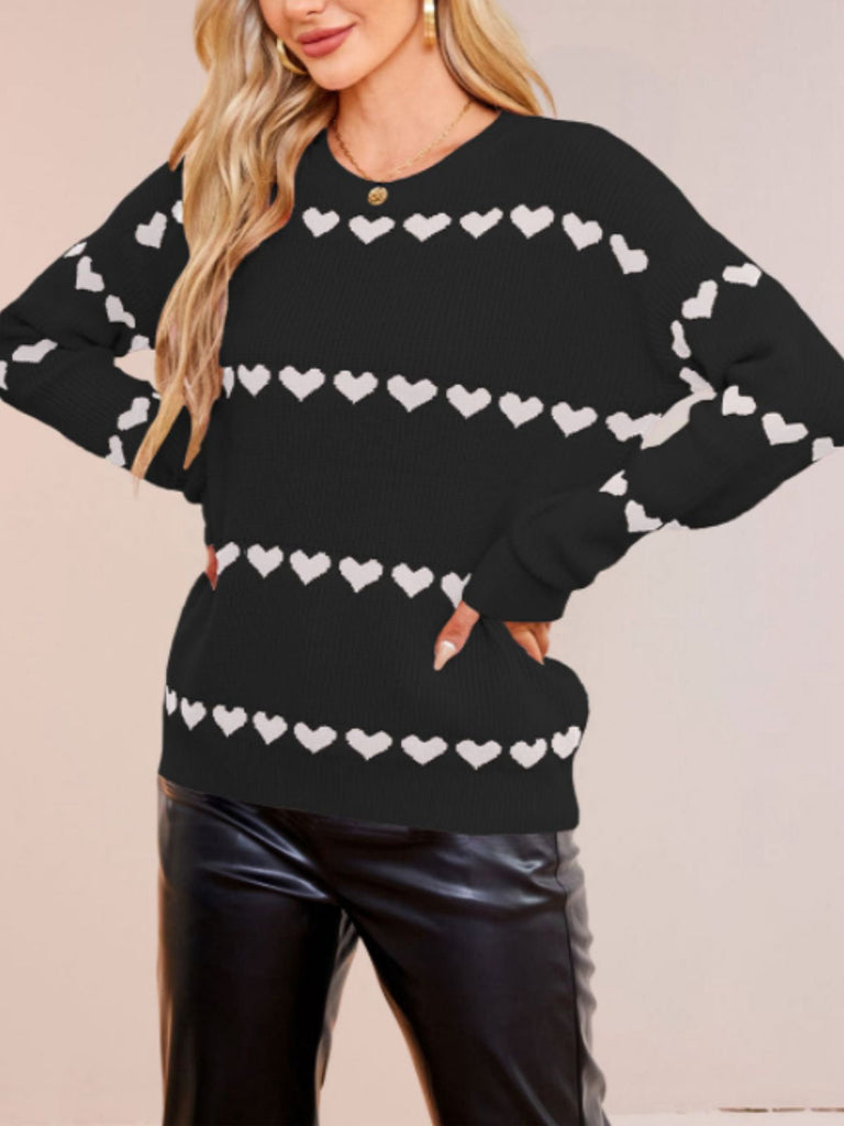 Maglione a maglia a forma di cuore San Valentino anni '40