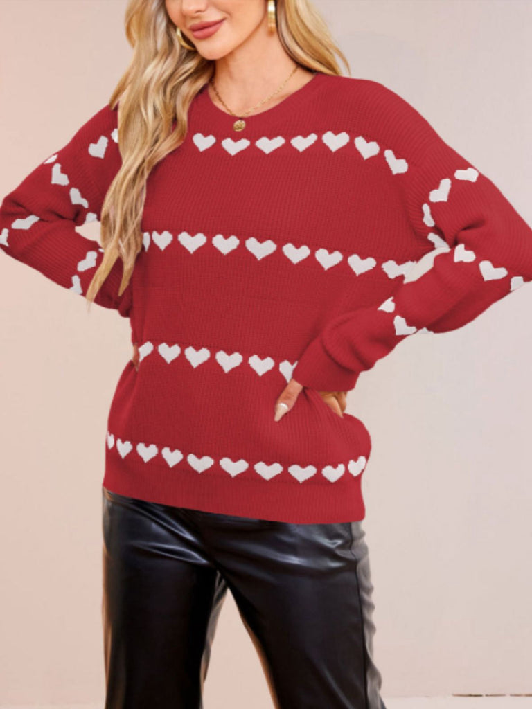 Maglione a maglia a forma di cuore San Valentino anni '40