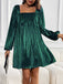 Abito babydoll in velluto con maniche a sbuffo scollo quadrato anni '60