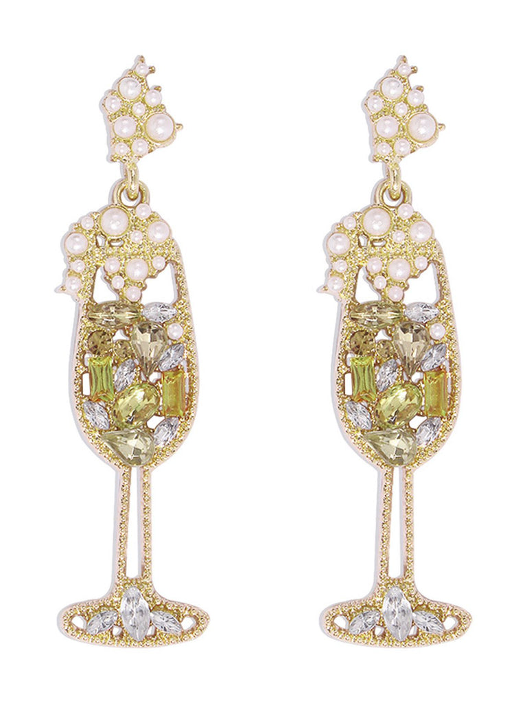 Orecchini con gemme di perle in vetro di champagne