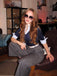 Tuta lunga con maniche a 3/4 in maglia colorblock blu anni '40