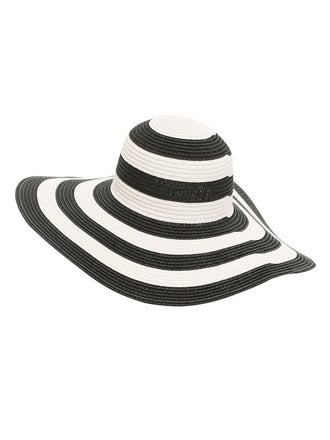 Cappello da sole a tesa larga con strisce a contrasto