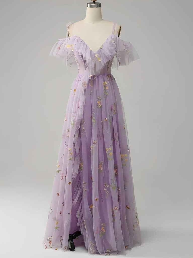 Abito in rete ricamato a fiori a sottoveste con spacco rosa anni '70