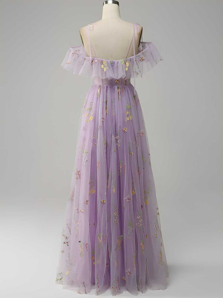 Abito in rete ricamato a fiori a sottoveste con spacco rosa anni '70