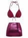 Bikini metallizzato con scollo all'americana anni '70