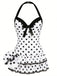 Costumi intero fiocco a pois beige anni '40