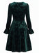 Abito jacquard in velluto con rose verde anni '60