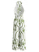 Green 1930s Leaf Halter Deep V Backless Jumpsuit