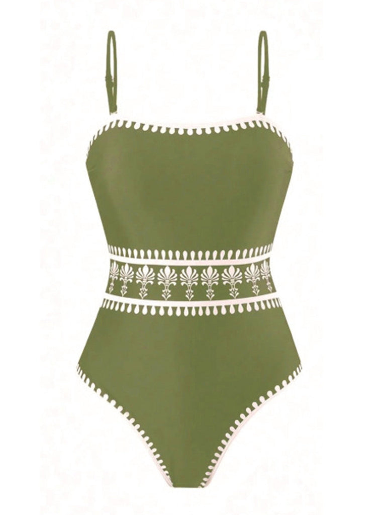 Costume da Bagno Intero Floreale Bohémien con Copricostume Anni '70 9