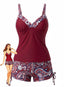 Set Tankini Anni '70 Bohémien con Scollo a V con Cinturino