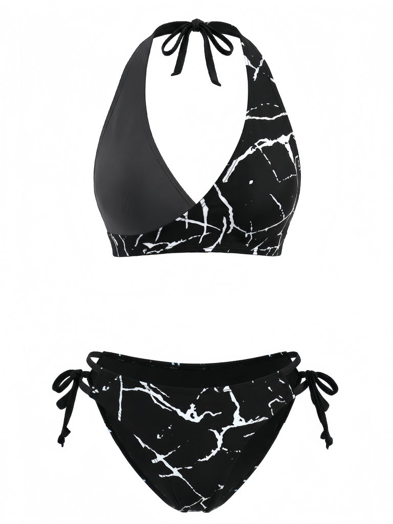 Set Bikini Floreale Halter Anni '40 10