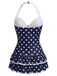Costumi intero fiocco a pois blu anni '40