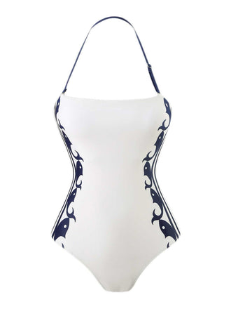 1940s Halter Swimsuit & Sailor-Stripe Shorts Set: 1940s Riviera elegance, reimagined for her
